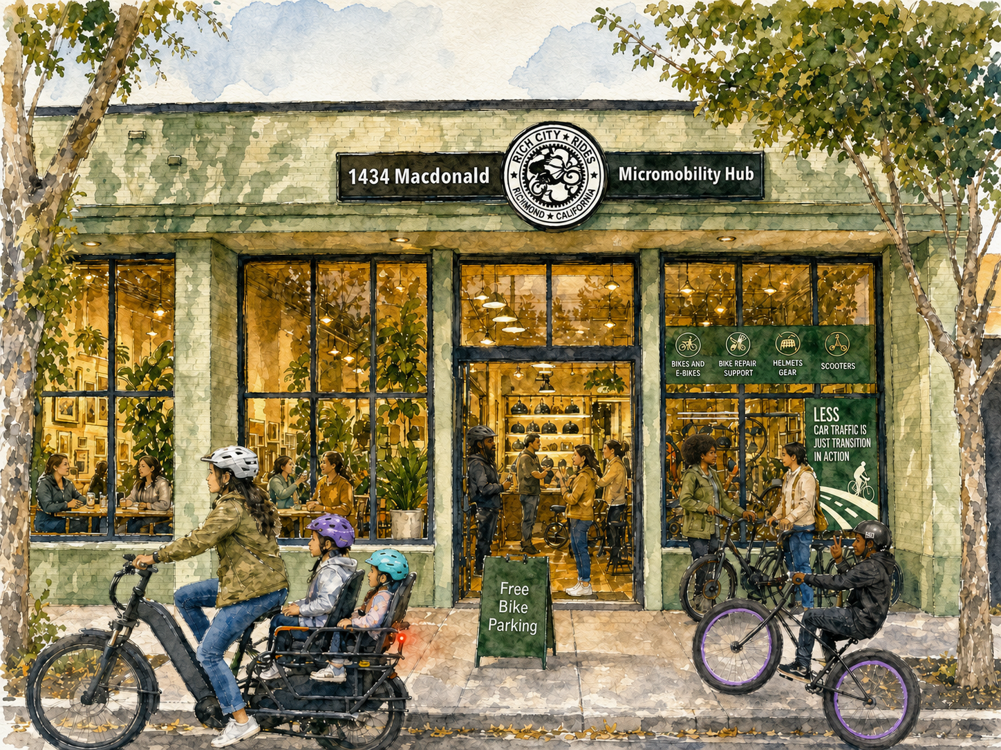 Rendering of the West County Micromobility Hub at 1434 Macdonald Avenue